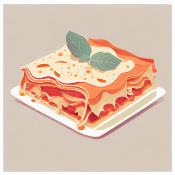 Cartoon lasagne illustration. generative ai