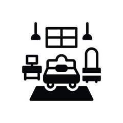Black solid icon for bedroom