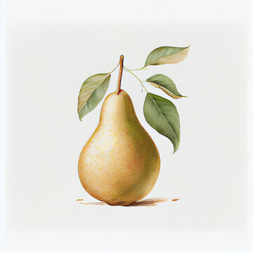 Cartoon pear on a blank background. generative ai
