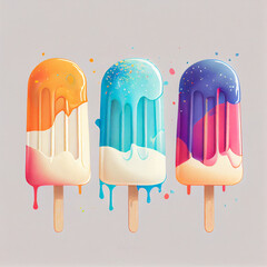 Cartoon. Cute popsicles on a blank background. generative ai