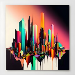 Abstract of colorful city skyline