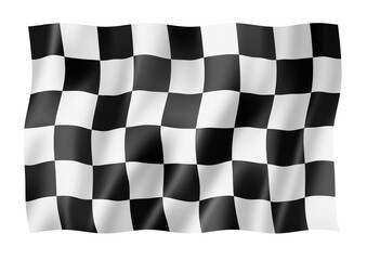Auto racing finish checkered flag isolated on white