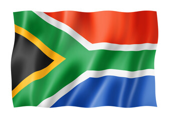 South African flag isolated on white