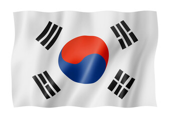 South Korean flag isolated on white - obrazy, fototapety, plakaty