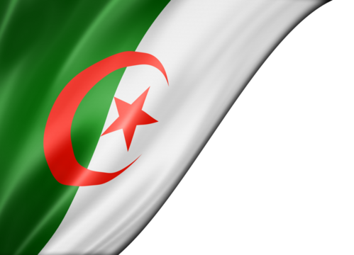 Algerian flag isolated on white banner - Powered by Adobe