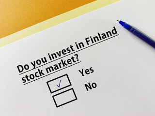Fototapeta premium Questionnaire about stock market