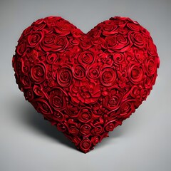 red heart made from roses