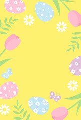 easter vector background with eggs and flowers for banners, cards, flyers, social media wallpapers, etc.