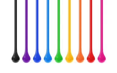 Colorful ink drops on transparent background