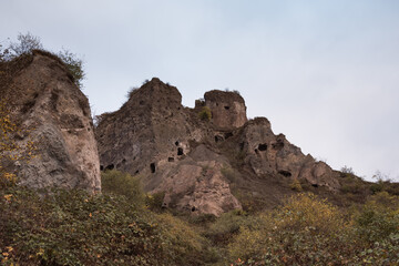 Fototapeta na wymiar Ruins of old cave city Khndzoresk in Armenia