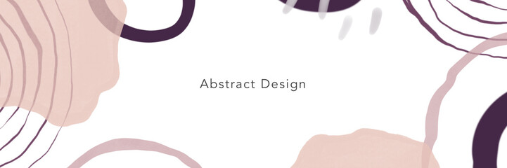 Abstract background with space for text. Smooth shapes, geometric shapes, lines, circles, spots, brush strokes. Hand drawn.