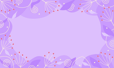 Fototapeta na wymiar Abstract organic shapes purple background background. Hand drawn leaf and flower background with copy spaces. Good for wallpaper, banner and office presentation template.
