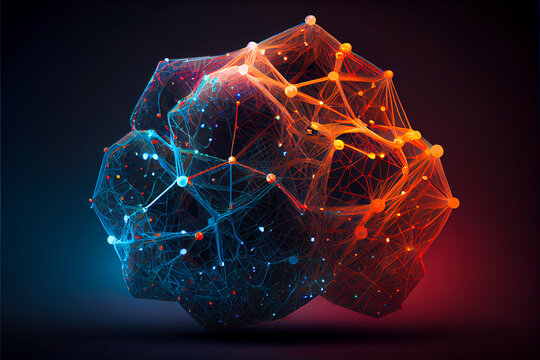 crystal shaped neural network illustration, generative AI.