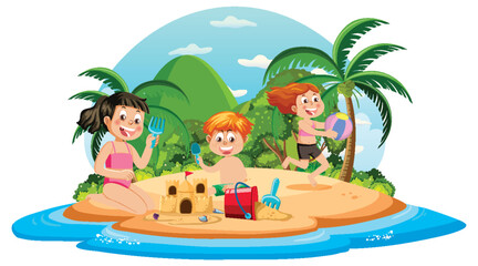 Obraz na płótnie Canvas Summer kids on the beach