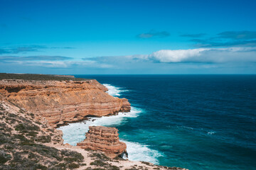 The rugged coastal cliffs and natural island in Kalbarri National Park