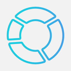 Pie chart icon in gradient style, use for website mobile app presentation