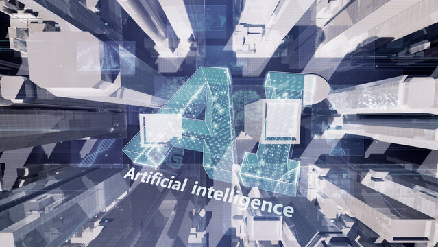 Smart City Artificial intelligence Cloud Computing Network Technology 3D illustration