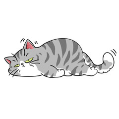 Lazy gray fat cat is sleeping. © Siripat