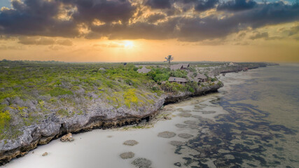 Naklejka premium Aerial. Seascape, Mtende Beach Zanzibar, Tanzania.