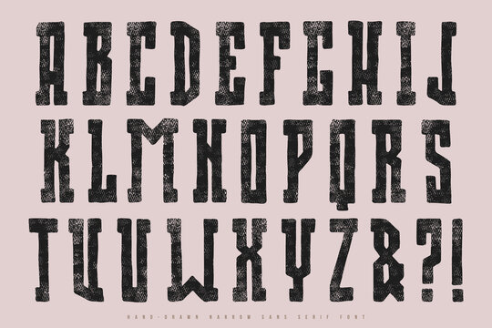 Western serif font in the style of handmade graphic
