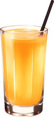 Orange Juice Isolated Hand Drawn Painting Illustration