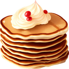 Pancakes with Ice Cream Isolated Hand Drawn Painting Illustration