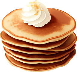 Pancakes with Ice Cream Isolated Hand Drawn Painting Illustration