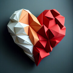 abstract origami red heart