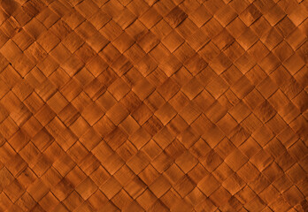 Brown woven bamboo mat texture. Horizontal background