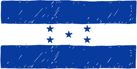 Honduras National Country Flag Pencil Color Sketch Illustration with Transparent Background