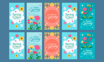Fototapeta na wymiar happy spring big sale day social media stories vector flat design