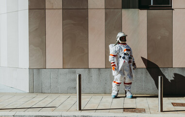 spaceman in a futuristic station