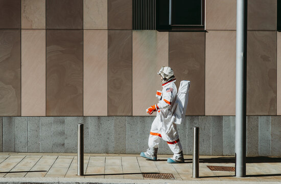 spaceman in a futuristic station