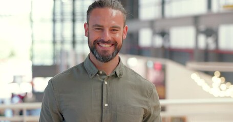 Portrait, business and series of people in a busy mall happy and smiling team on a time lapse feeling excited. Group, confident and diverse men or women with a positive mindset, vision and mission - Powered by Adobe