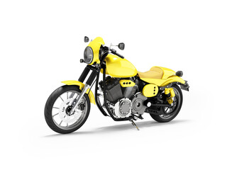 3d illustration of yellow sports motorcycle for tourist trip on white background with shadow