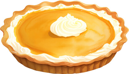 Pumpkin with Cream Isolated Hand Drawn Painting Illustration © Reytr