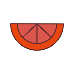 Funky, hipster sticker of orange in groovy style