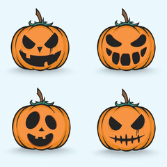 Halloween spooky faces illustration