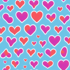Outlines hand drawn hearts, seamless hearts pattern, tileable Valentine texture asset, part of Hearts_Textures_Collection, Generative AI