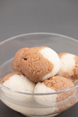 Indian Mithai Chocolate Rasgulla Also Called Choco Gulla, Rasagola, Rosgola, Roshogolla, Rossogolla, Rasbhari Or Rasbari Is Ball Shaped Dumpling Made Of Chhena, Sugar Syrup, Chena, Panir ,Paneer