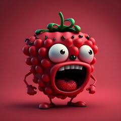Fototapeta premium A cartoon raspberry character