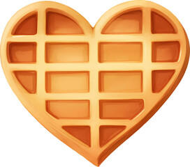Heart Shaped Waffle Isolated Hand Drawn Painting Illustration