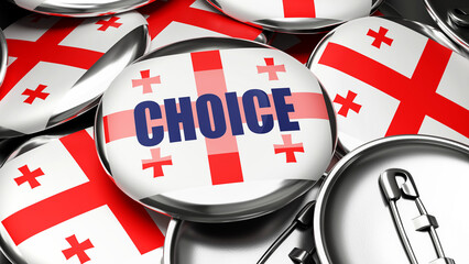Obraz premium Choice in Georgia - colorful handmade electoral campaign buttons for promotion of Choice in Georgia.,3d illustration