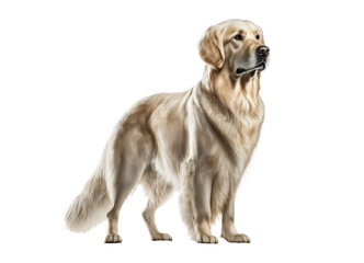 Golden retriever dog isolated on white, generative ai, png