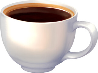 Black Coffee in a Cup Hand Drawn Painting Illustration Isolated