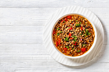 Vegan Hoppin John, savory black-eyed pea stew