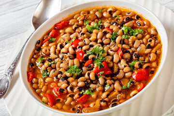 Vegan Hoppin John, savory black-eyed pea stew