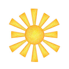 Decorative yellow orange sun, hand painted