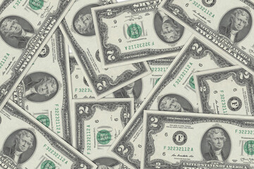 US currency. US dollars. Macro view of USA paper money. Close-up USA money. USA baknotes background