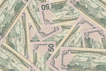 US currency. US dollars. Macro view of USA paper money. Close-up USA money. USA baknotes background
